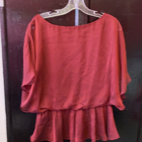 Beaded burgundy chiffon type blouse - Picture 9 of 10